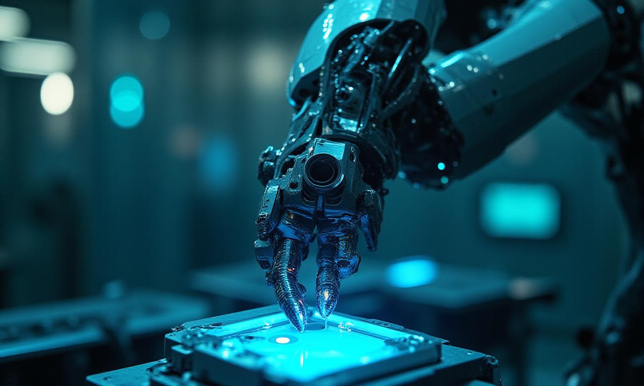 Braccio robotico industriale ad alta precisione in ambiente high-tech